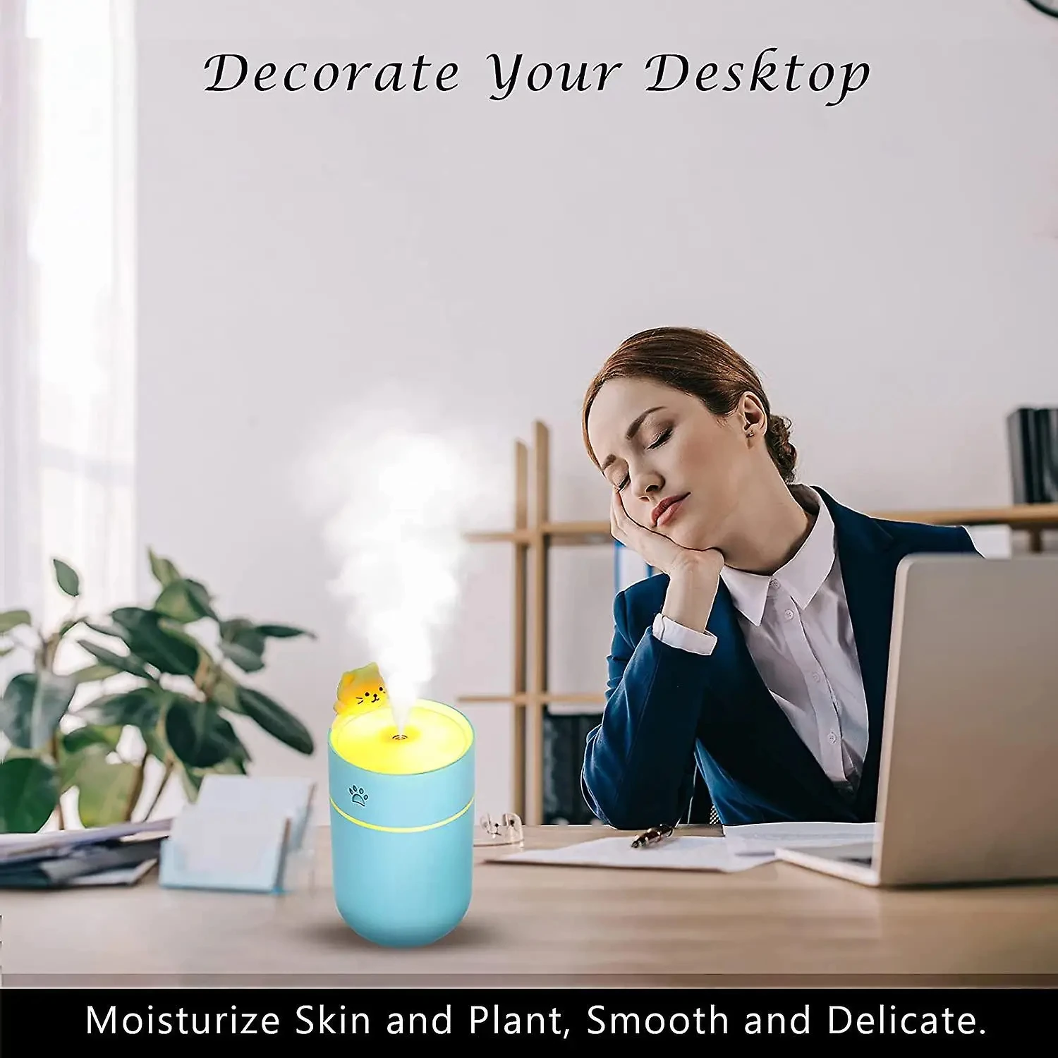 Humidificador de aire USB con luz nocturna, máquina de aromaterapia para purificación de aire fresco, Adorable y lindo gato de dibujos animados, fabricante de niebla fría, nuevo