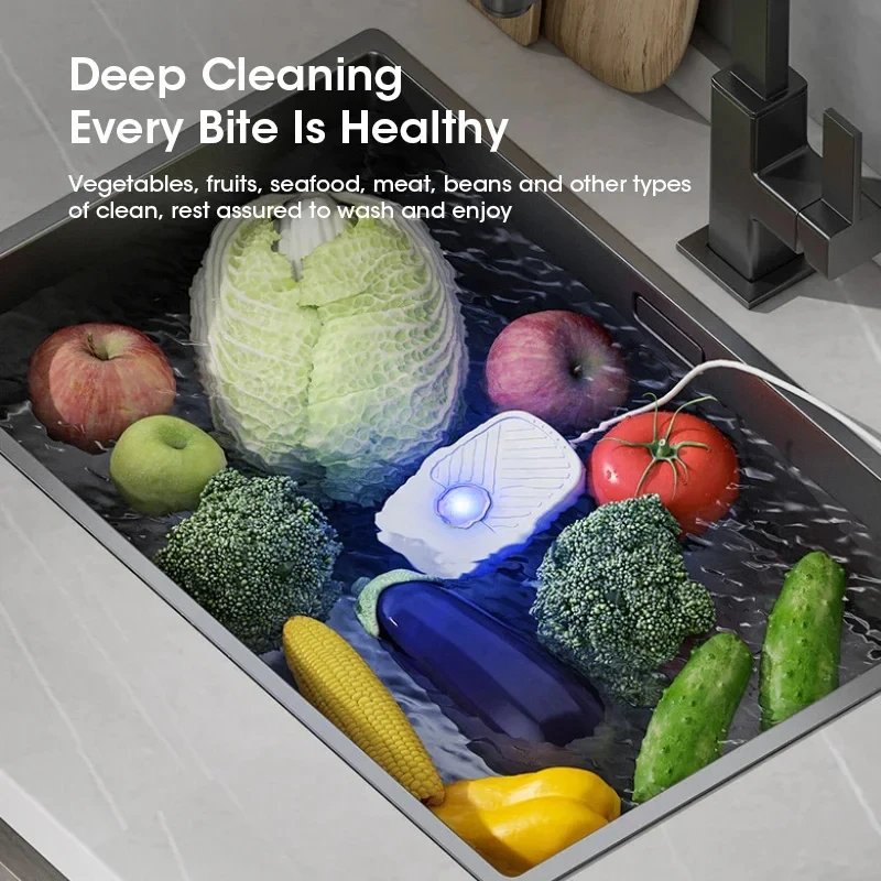 Vegetable and Fruit Cleaning Machine Multi Functional Cleaner Mini Kitchen Vegetable High-frequency vibration Cleaning Machine