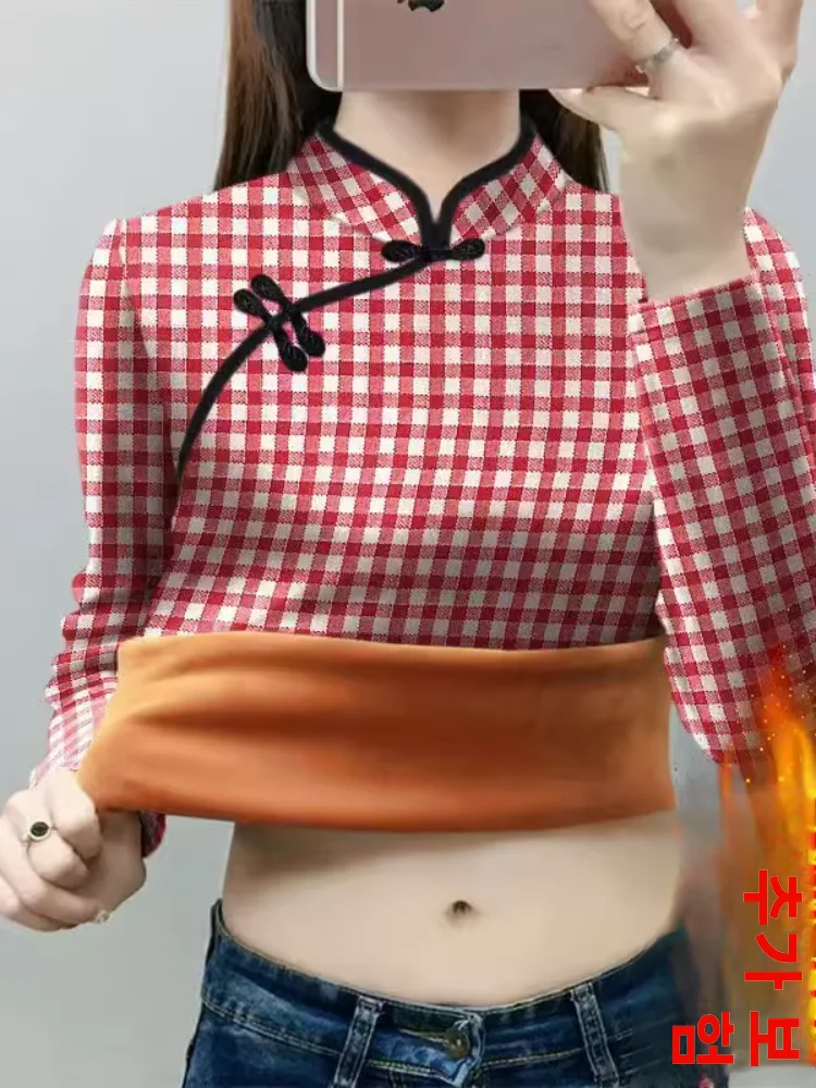 thiened-fce-ウォームロングスリーブ-ハイカラー-レディース-ベースシャツ-レトロボタン-アーティスティック-レディース-秋冬-c