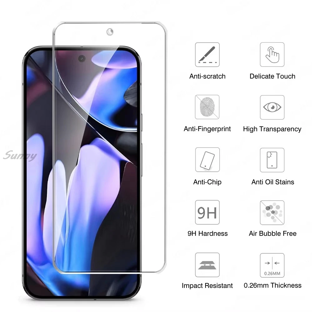 9H HD Tempered Glass Film For Google Pixel 9 11 10 Pro XL 9A Screen Protector Explosion-Proof Fingerprint Unlock Protective Film
