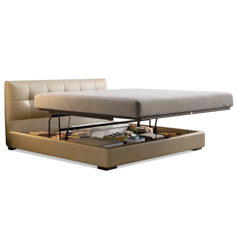 

Ultra-thin bedside, electric translational storage leather bed, modern simplicity