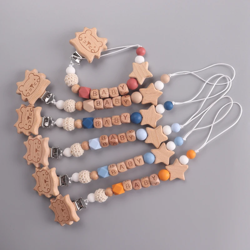 New Baby Pacifier Clips Teethers Toys Dummy Nipples Holder Clip Chain Babies Accessories Newborn Gifts Custom