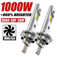 H1 LED Headlight Bulbs CANBUS Lights Mini Lamp 1:1 Size New Wireless H1 Fog Light with Fan Car LED Plug & Play 6000K 12V