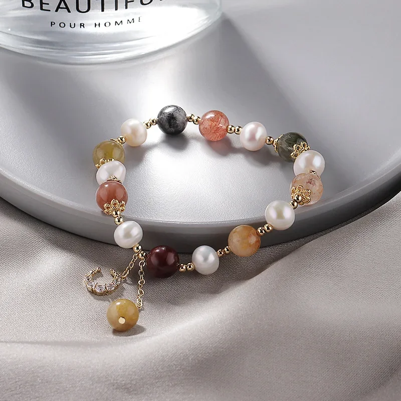 Браслет с кристаллами Bada, женский корейский стиль, новый элегантный браслет с подвеской в виде луны, ювелирные изделия из натуральных волос с кристаллами, оптовая продажа Браслет с кристаллами Bada, женский корейский стиль, новый элегантный браслет с подвеской в виде луны, ювелирные изделия из натуральных волос с кристаллами, оптовая продажа