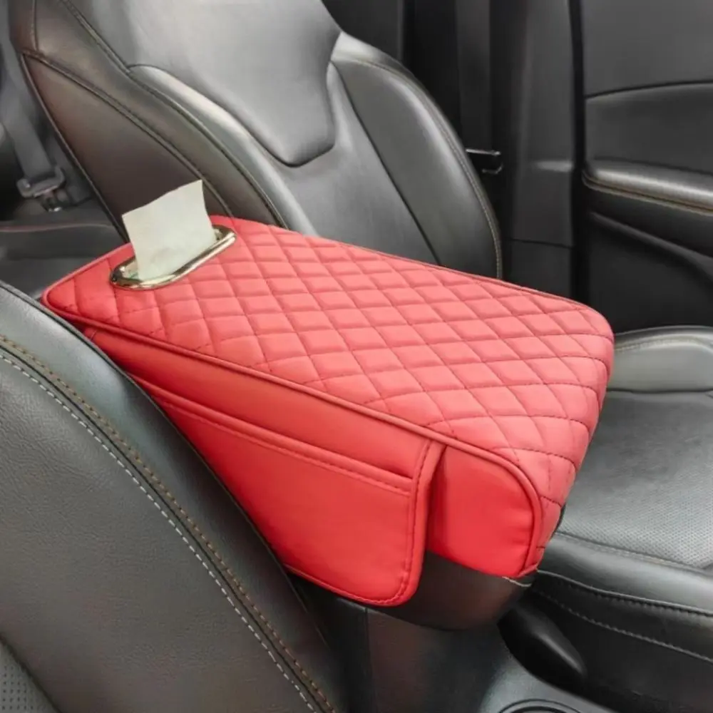 

PU Leather Car Armrest Cover Elbow Rest Universal Car Armrest Pad with Tissue Box Antifouling Dust-proof Arm Rest Protector Mat