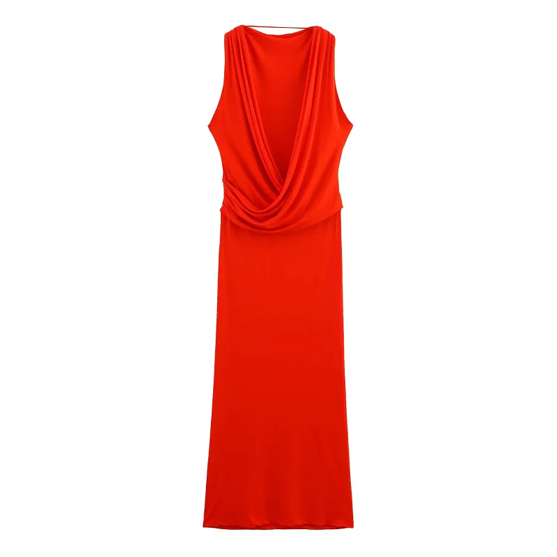 HXAO Czerwone Eleganckie Długie Sukienki 2025 Damskie Wiosenno-Letnie Seksowne Sukienki Dzianinowe w Stylu Vintage Modne Sukienki na Imprezę Wieczorową Bal Studniówkowy Vestidos