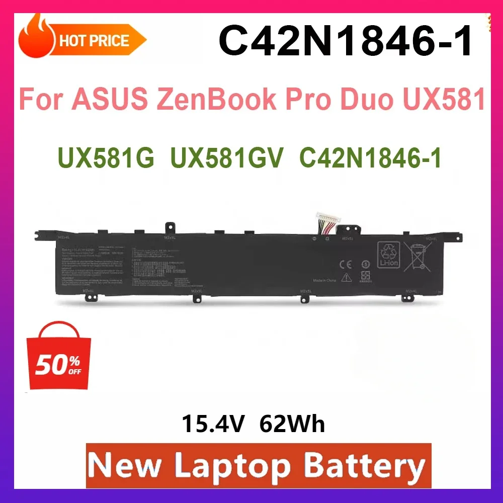 

NEW C42N1846-1 Laptop Battery for Asus ZenBook Pro Duo UX581GV Duo Pro UX581G Pro Duo UX581GV 0B200-03490000 UX5000GVL UX5000G