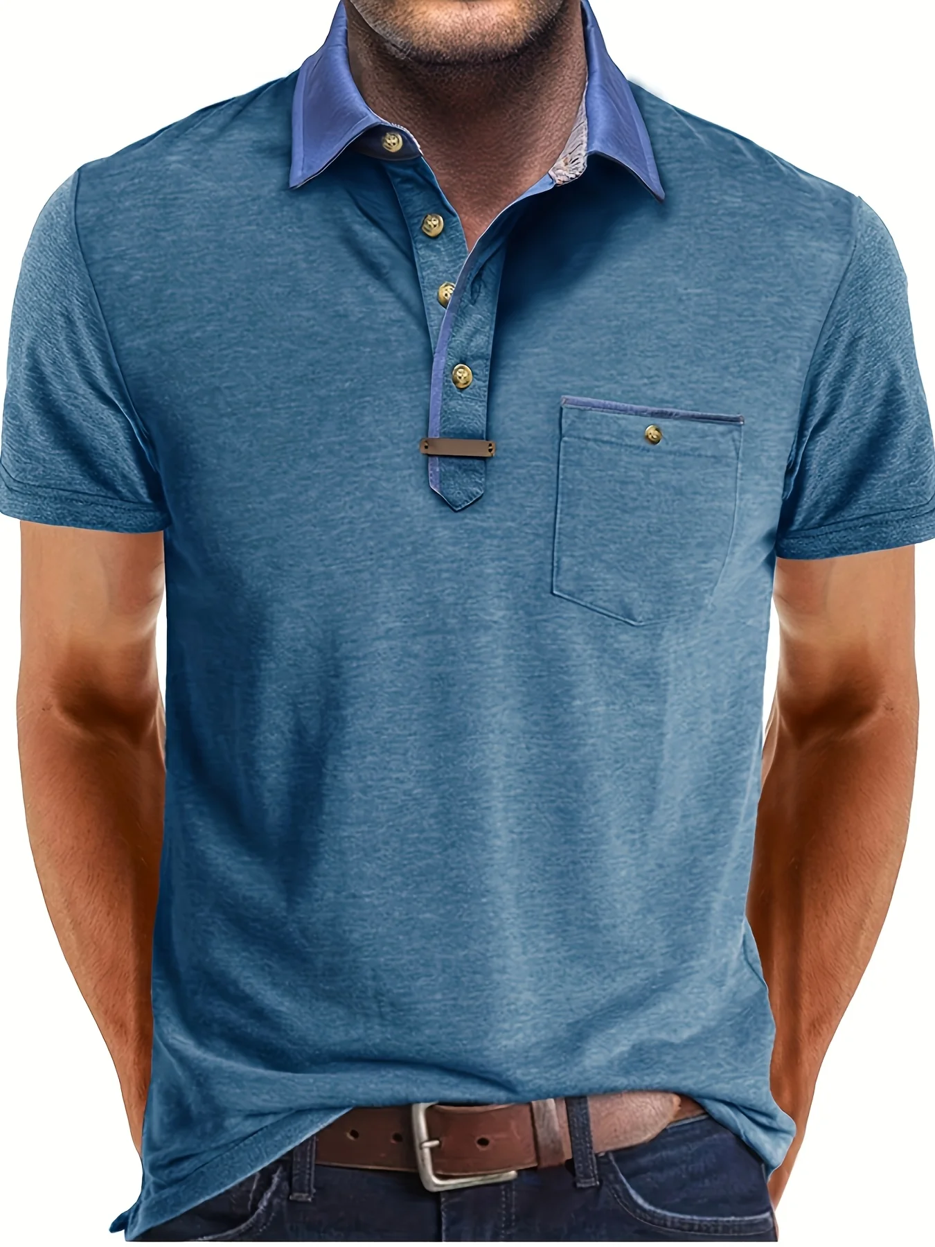 2026 Sommer Übergrößen Herren Kurzarm-Poloshirt Einfarbig Lässiges Revers-T-Shirt in Übergröße