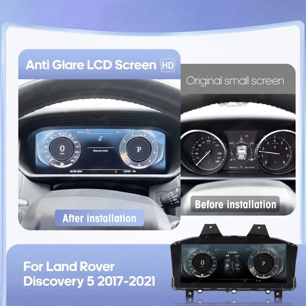 Cluster Digital Dasbor LCD 12.3 Inci untuk Land Rover Discovery 5 2017-2021 Panel Layar Tampilan Instrumen Linux CockPit Mobil