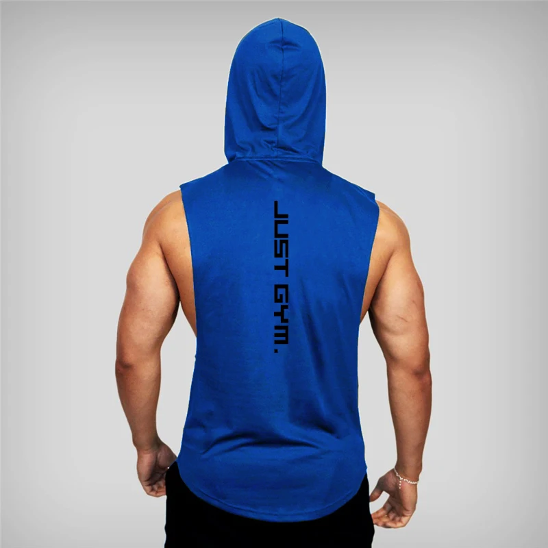 Muscleguys-Camiseta sin mangas con capucha para hombre, ropa de Fitness de algodón para culturismo, chaleco de entrenamiento, Camiseta deportiva sin