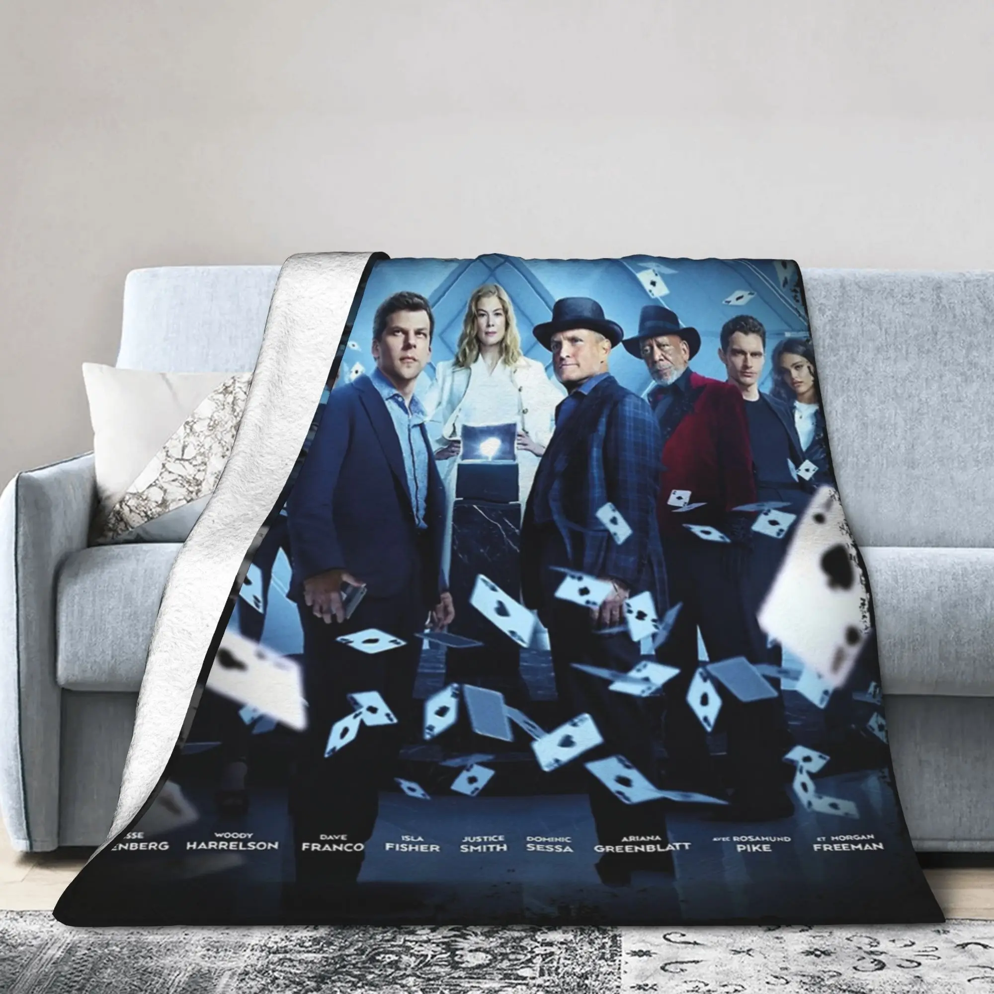 Now You See Me 3 Magic Movie Fleece Blanket Daniel Atlas Funny Throw Blankets for Bedspreads 150*125cm Warm