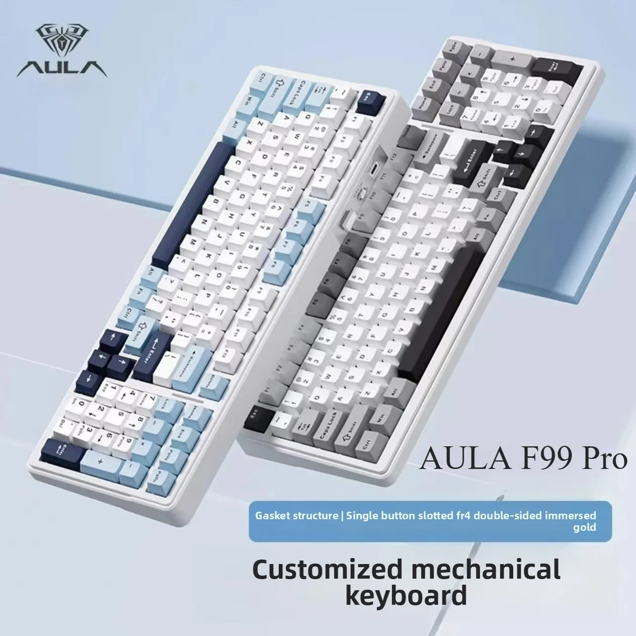 

AULA F99 Pro Customized Keyboard Gasket Bluetooth 5.0/USB-C/2.4G Wireless Mechanical Gaming Keyboard with 8000mAH Battery