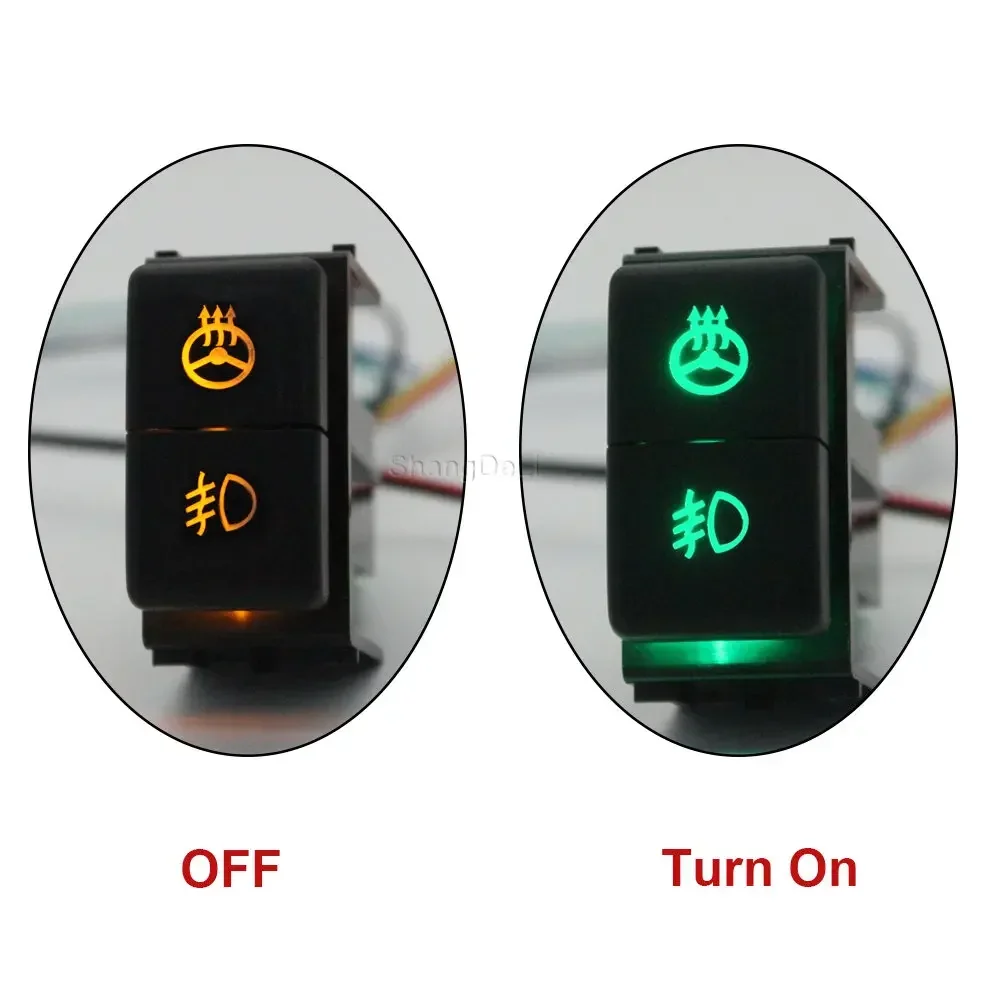 1Pc Dual Key Button Radar LED Front Fog Light Mirror Heat Switch For Nissan Patrol Y62 Titan Xterra X-TRAIL Qhashqai 2008-2015