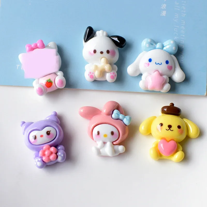 5 buah lucu kartun sanrio resin cabochons pipih untuk diy bahan kerajinan buatan tangan membuat perhiasan