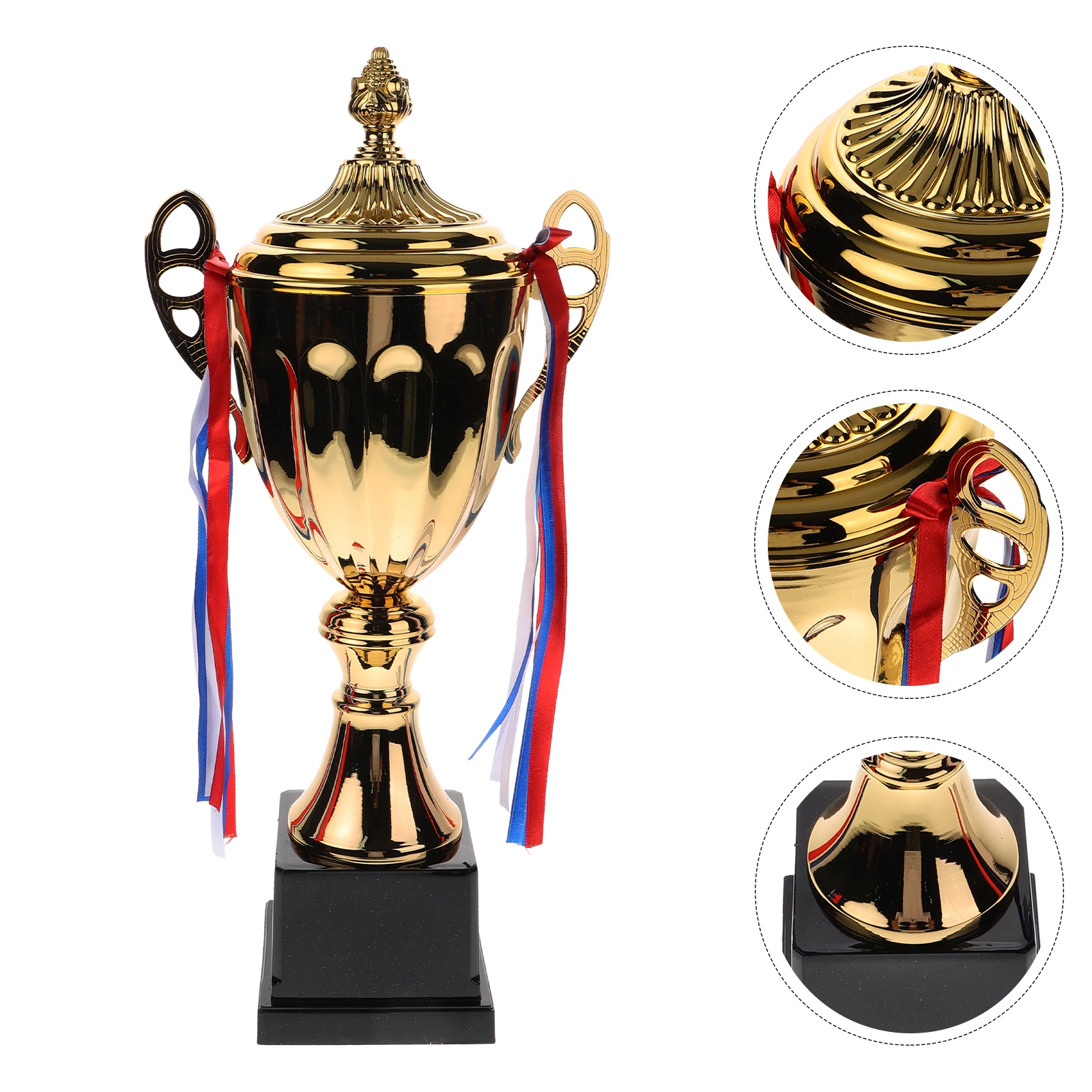 

1pc Champion Trophy Premium Metal Trophy For Sports Competition Ceremony Black Gold Design 45Cm Large Award