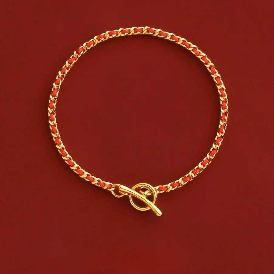 2025 Redline Rurable 14k Gold Plated Couple Life Year Foot Chain Bracelet  Anklet French Hand Rope Golden Color Hand Strand Gift