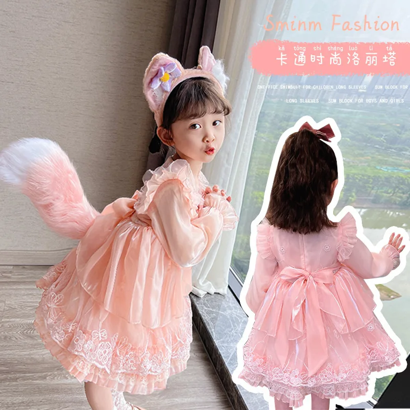 Kids Dress for Girls Baby Lolita Birthday Party Dress for Kids Wedding Dress Princess Vestidos Autumn Costume for Girl with Wing