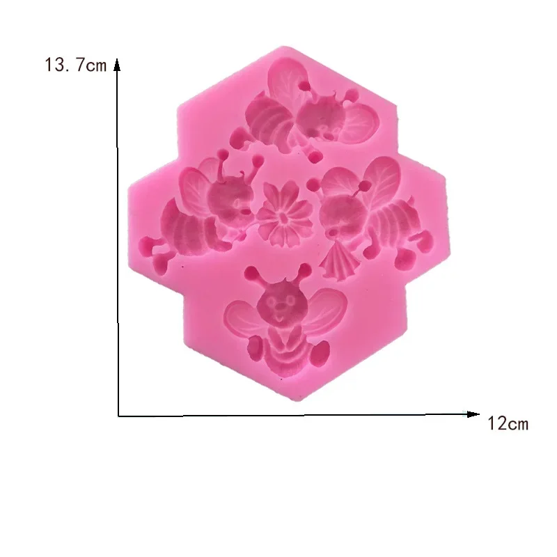 4 hardworking bees silicone molds DIY Cake Baking Tool Kids Cupcake Decorator Fondant Dessert Chocolate Mold