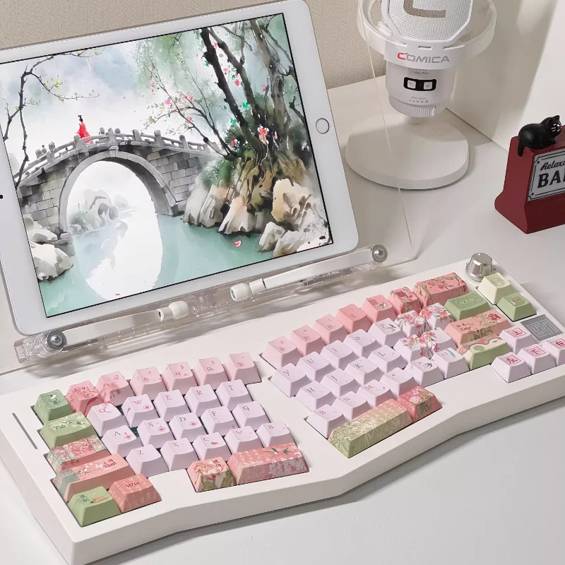 

Cute Pink Theme Keycap Set Cherry MOA PBT Profile Sublimation Personalized Customized Keycap for Mechanical Keyboard Accessories