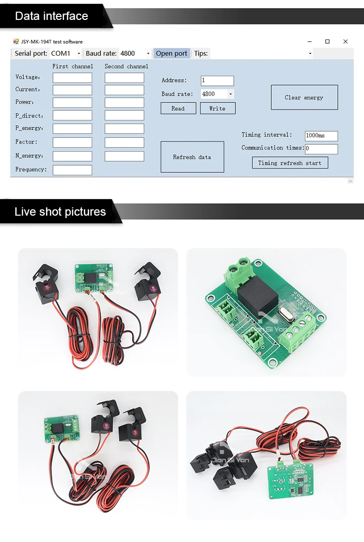 JSY-MK-194G AC 1P 20mA-100A Bidirektionales Energiemessmodul mit TTL Modbus-RTU (Alle Funktionen wie JSY-MK-194T) – Detail 6