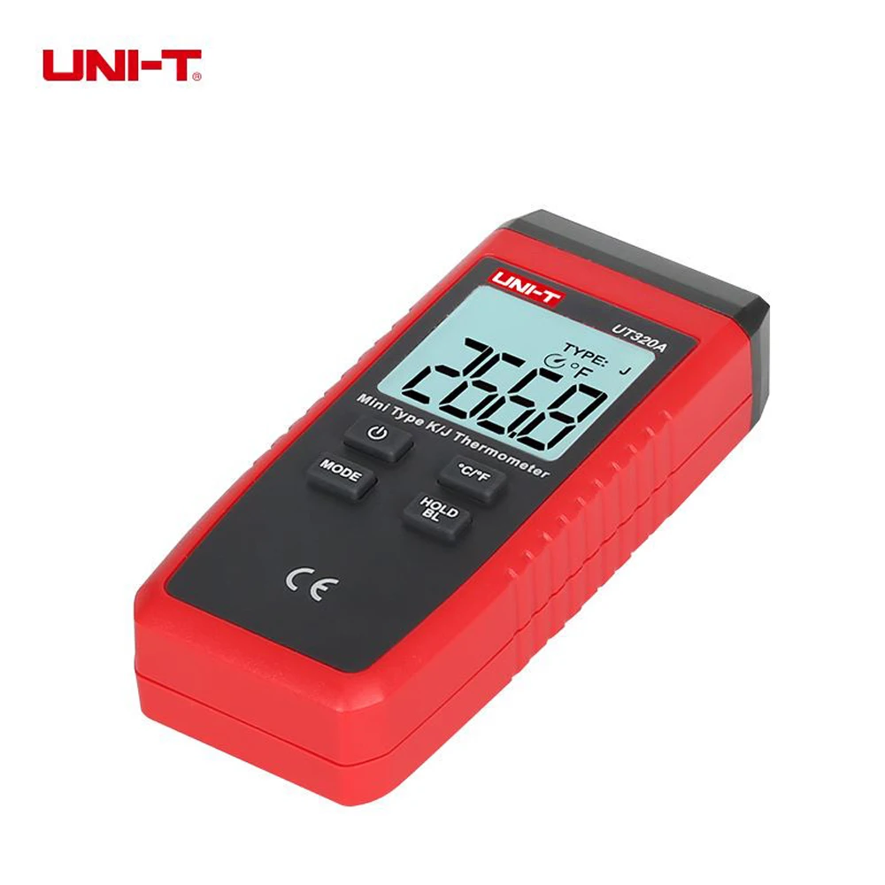 Termómetro UNI-T UT320A Mini tipo de contacto, selección de sonda termopar K/J con retroiluminación LCD, medición de temperatura