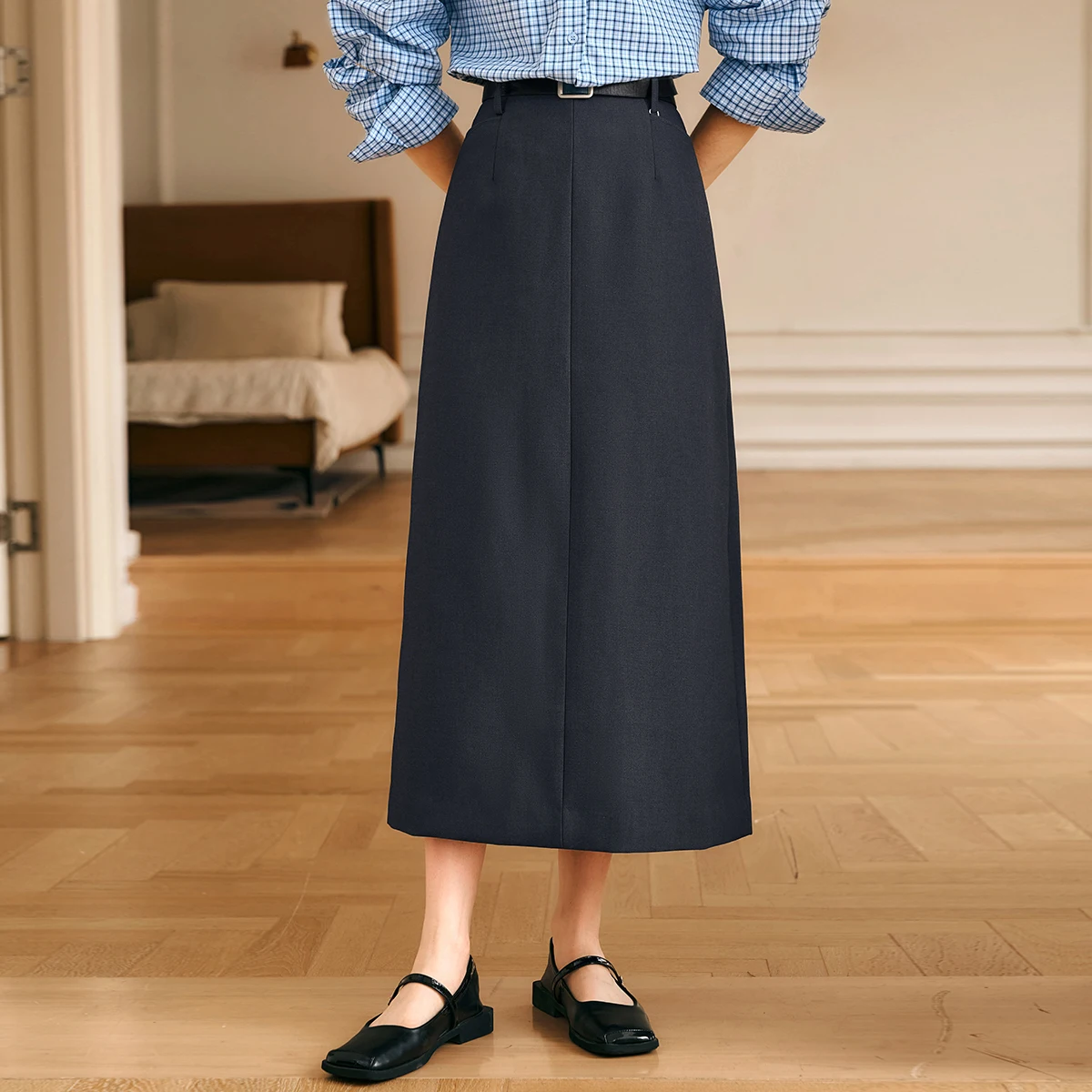 Olrain saia cinza feminina 2025 novo temperamento commuter saia longa reta roupas femininas m57cb95858