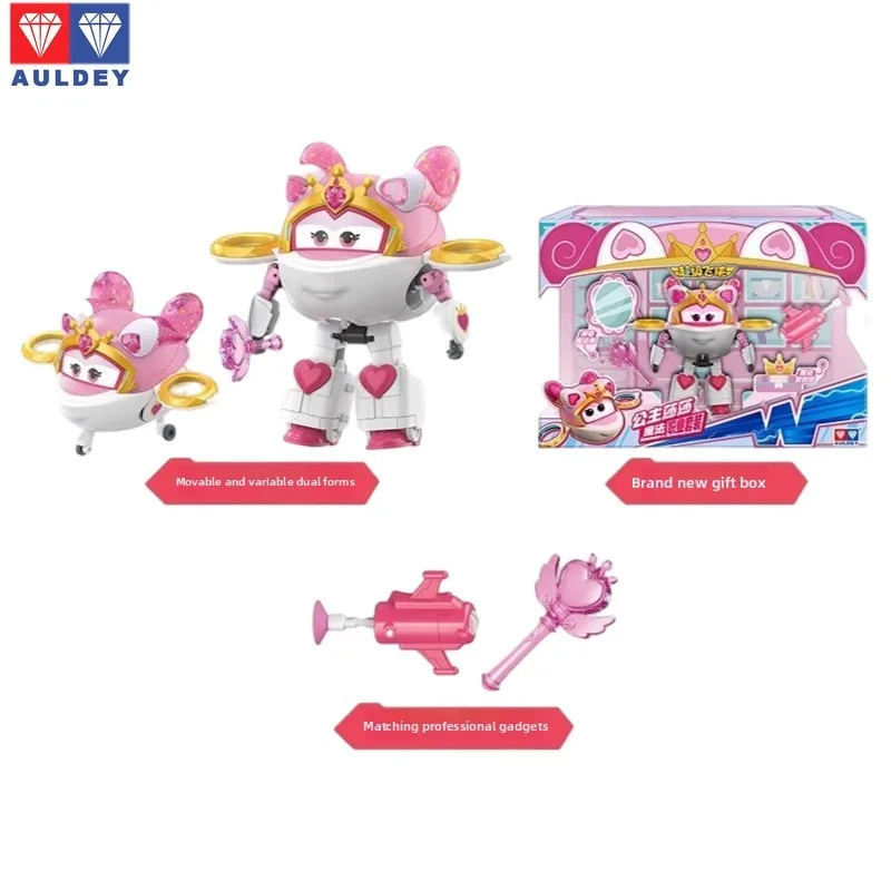 Auldey Double Diamond Super Wings Marty Kori Donnie Princess Sassa Transform Robot Carrièrepak Set Kinderen Speelgoed Cadeau