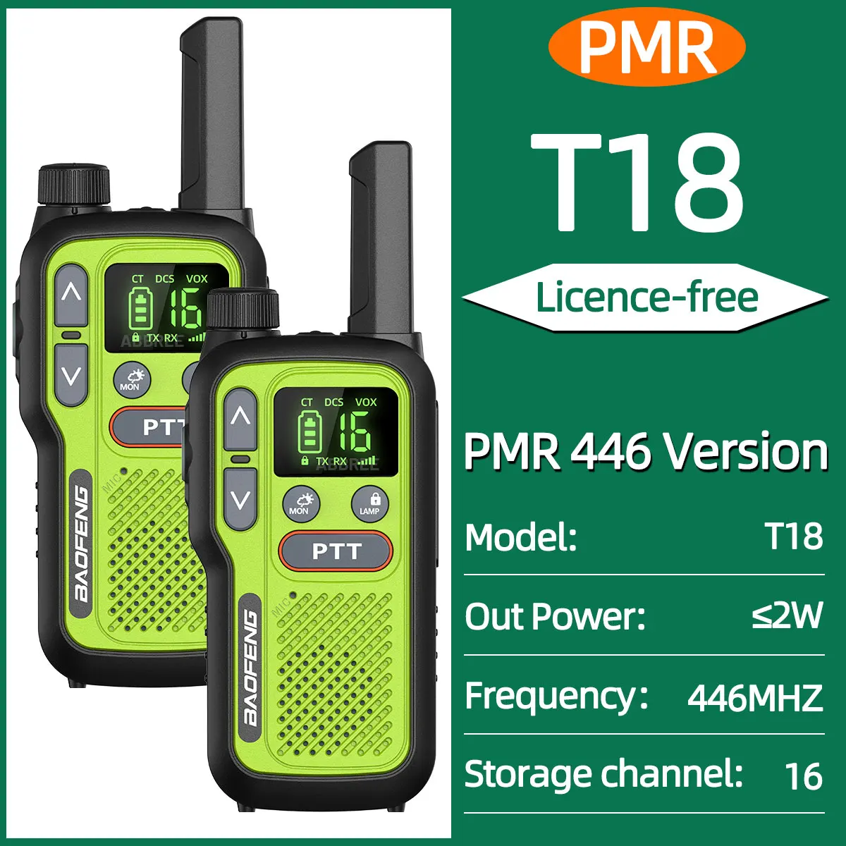 2PCS Baofeng BF-T18 Mini Dual PTT Walkie Talkies PMR FRS NOAA Tragbare Taschenlampe VOX Long Range Zwei Weg Radio für Jagd reise 6