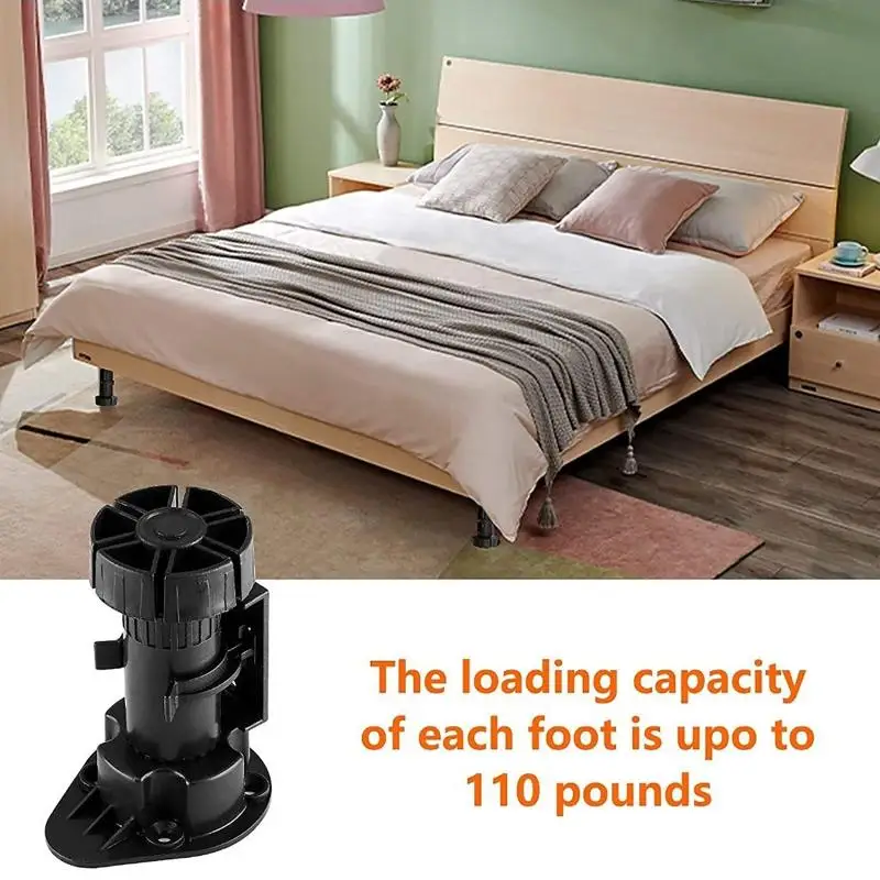 【HMA】400 Pack Black Heavy Duty Adjustable Cabinet Legs With Stable Base Height Adjustment For Kitchen Furniture Home Renovation