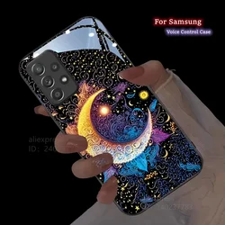 Moon Starry Night Sky Luminous Mobile Case For Samsung Galaxy S24 S22 Plus S20 S21 FE S23 S25 Ultra A14 A15 LED Phone Cover