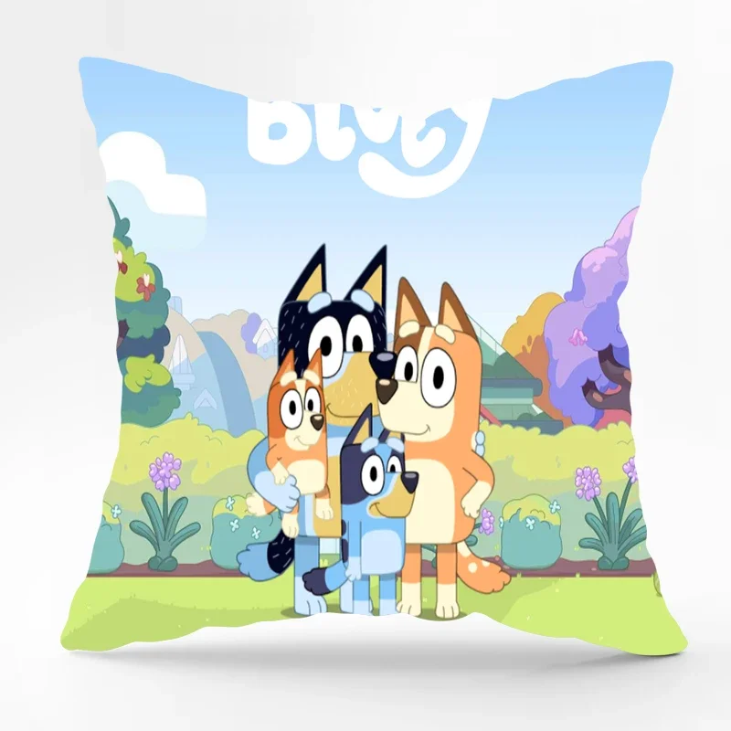 Bluey Bingo Family Cartoon Cute Print Home Sofa Pillow Car Cushion Cushion Pillow Cover 45x45cm Children's Birthday Gift