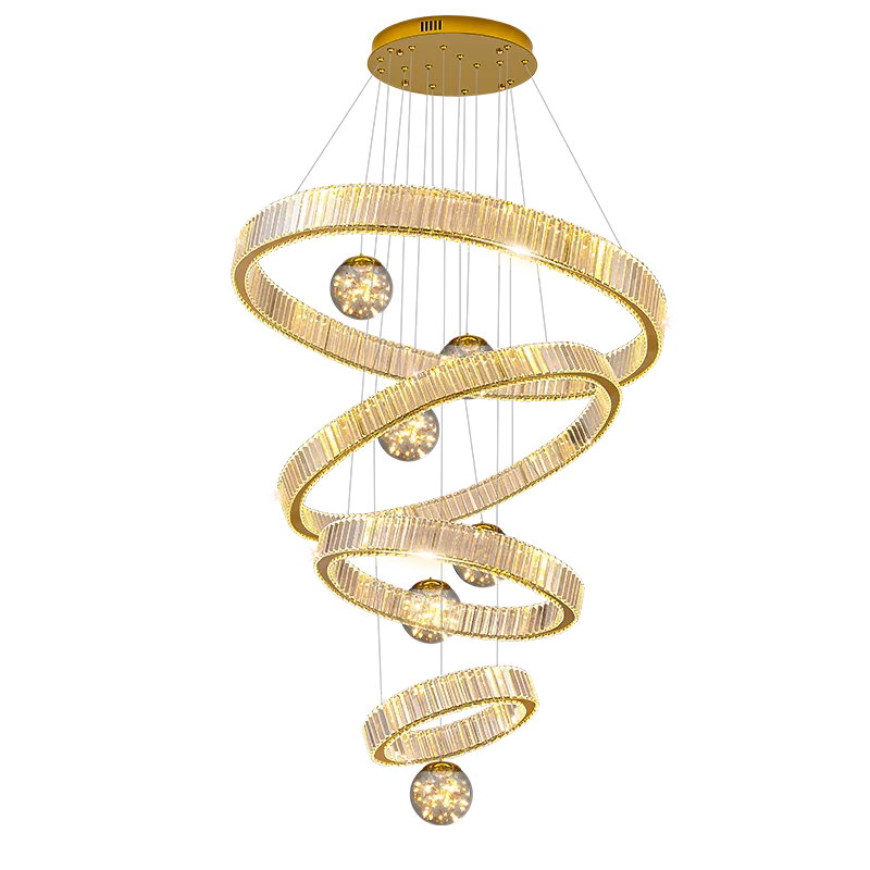 Modern Luxury Crystal Chandelier for Home High-End Restaurant Simple Bedroom Ring Duplex Villa Led Chandelier Pendant Light