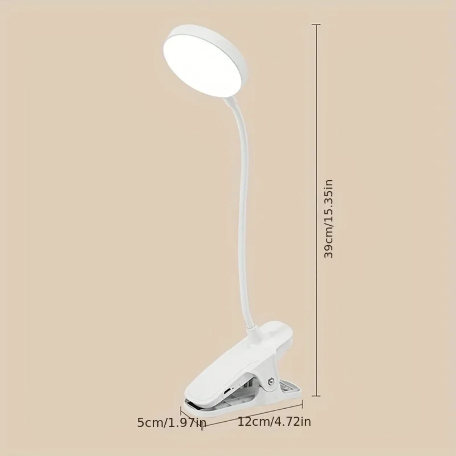 Lampu meja USB dapat diisi ulang, lampu meja dengan klip untuk membaca buku, lampu malam LED, lampu peredupan sentuh