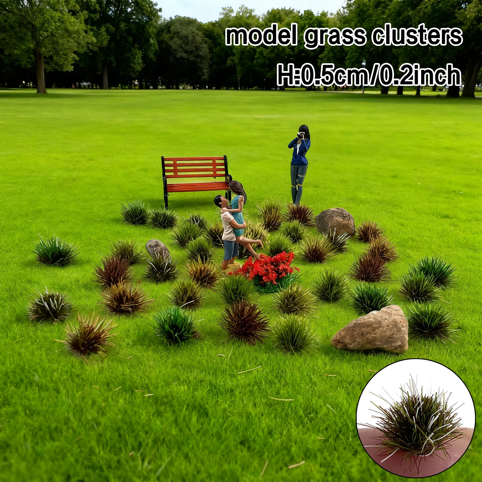 

104Pcs 5mm Green Jungle Grass Clusters - Static Diorama Terrain for Model Train Scene Wargaming DIY Crafts