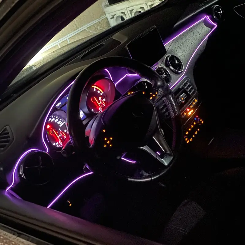 5m, iluminación interior de la atmósfera del coche, tira de LED de 5V DIY flexible, tubo de línea de luz fría con USB, lámpara ambiente de decoración automática
