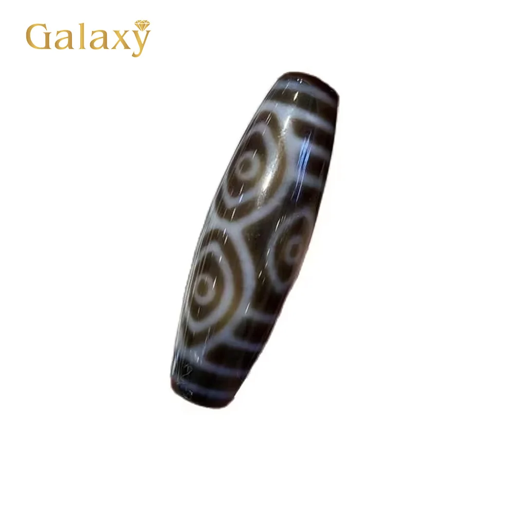 New Natural Agated  Dragon Eye Pattern Black Tibetan Dzi Beads For Making DIY Jewelry Oval Grade AAA Agates Loose Bead 12x38mm