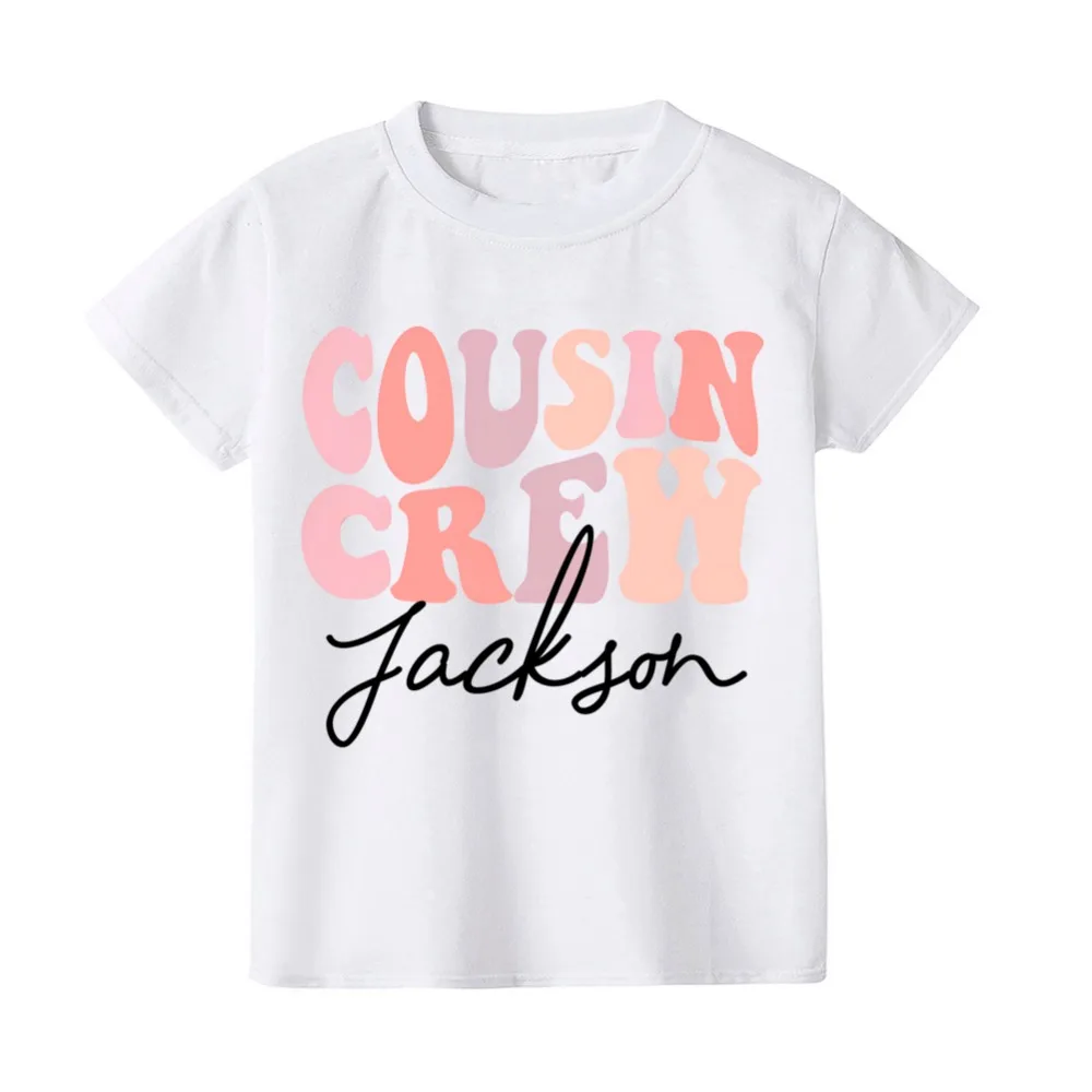 Personalized Family Brother Sisters Cousin Crew Outfit Custom Name Casual Short Sleeve Family Set Kids T-shirt+ Baby Romper