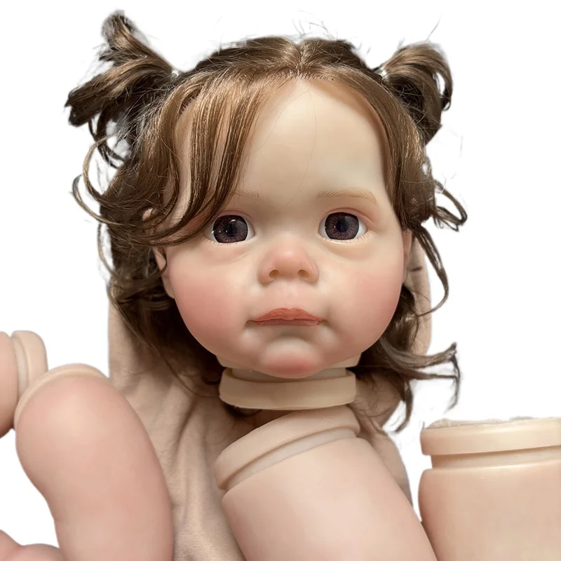 23inch Reborn Doll Kit Maggi Unfinished Unassembled DIY Doll Parts with Cloth Body and Eyes Hand Rooted Hair