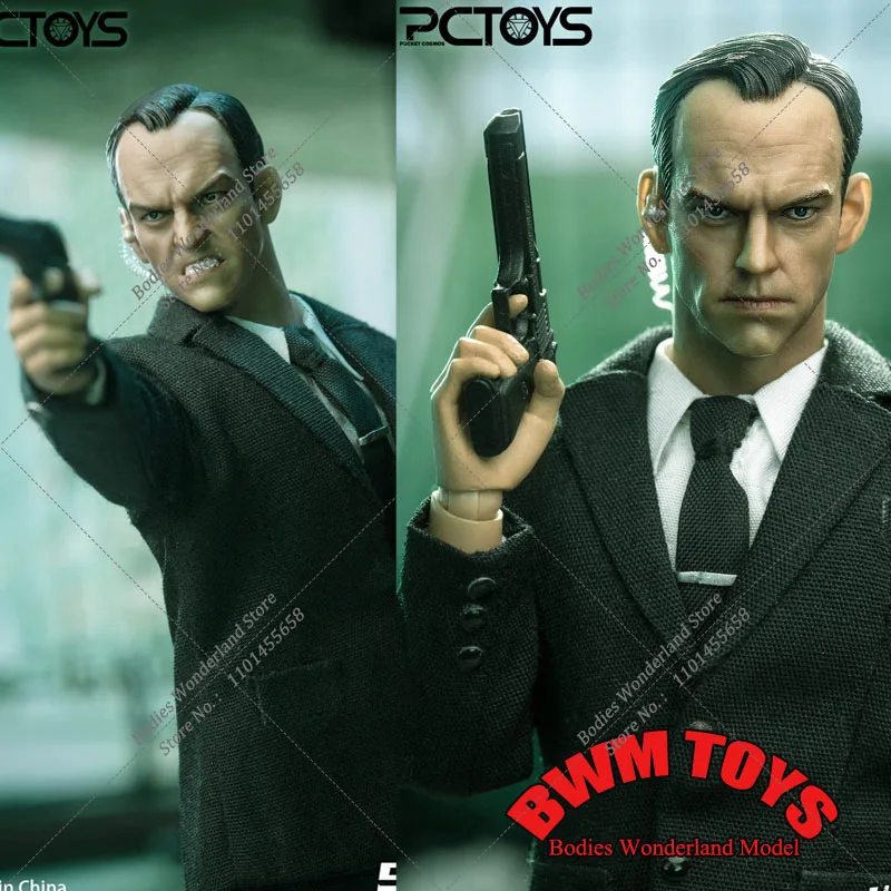 

For Collection PCTOYS PC026 1/6 Scale The Matrix Virus Agent Smith Figure 6 inches Mini Action Head Body Full Set with Weapon