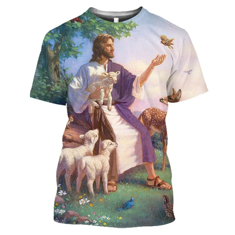 New Summer 3D Christian Jesus Printing T Shirt For Men Children Fashion Streetwear Tee Shirts Cool Hip Hop Harajuku Clothing Tee