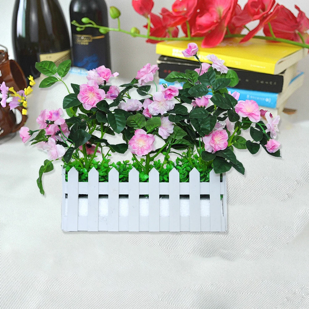 

Artificial Flowers Small Potted Plants Bonsai Living Room Courtyard Dining Table Decorations Plastic Fence Flowers Silk Flowers