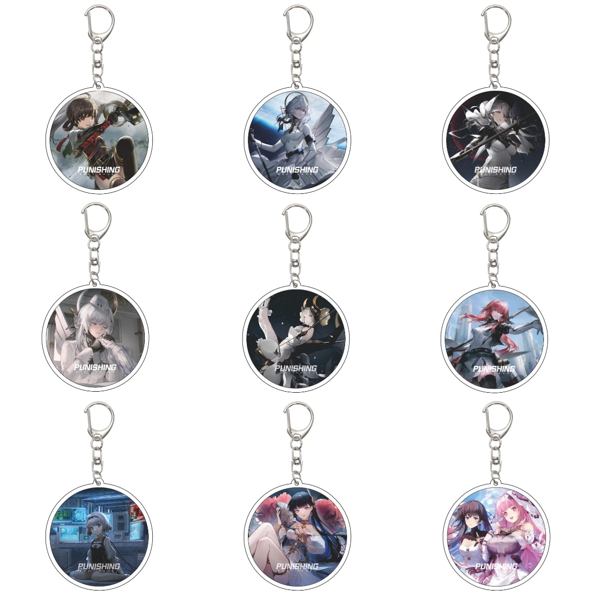 55MM Anime GRAY RAVEN PUNISHING Keychain Liv/Lee  Key Chain Acrylic Model Plate Christmas Gifts