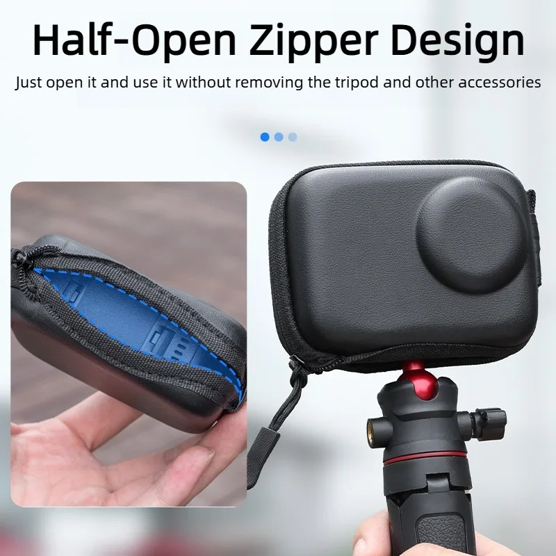 Étui de rangement pour DJI Action6 Mini, sac de transport semi-ouvert en PU doublé, sac portable pour caméra d'action, boîte de transport, boîte de rangement de voyage