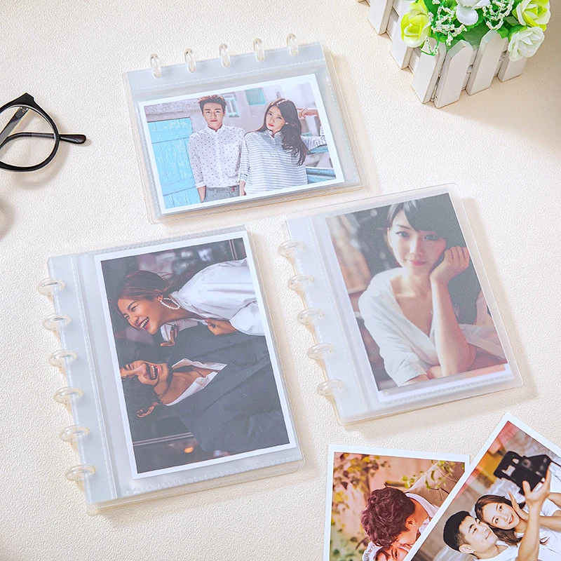 Mini Wedding Photo Album Storage Bag Mushroom Hole File Folder Storage Book Transparent Pockets Planner Inserts Mini Notebook