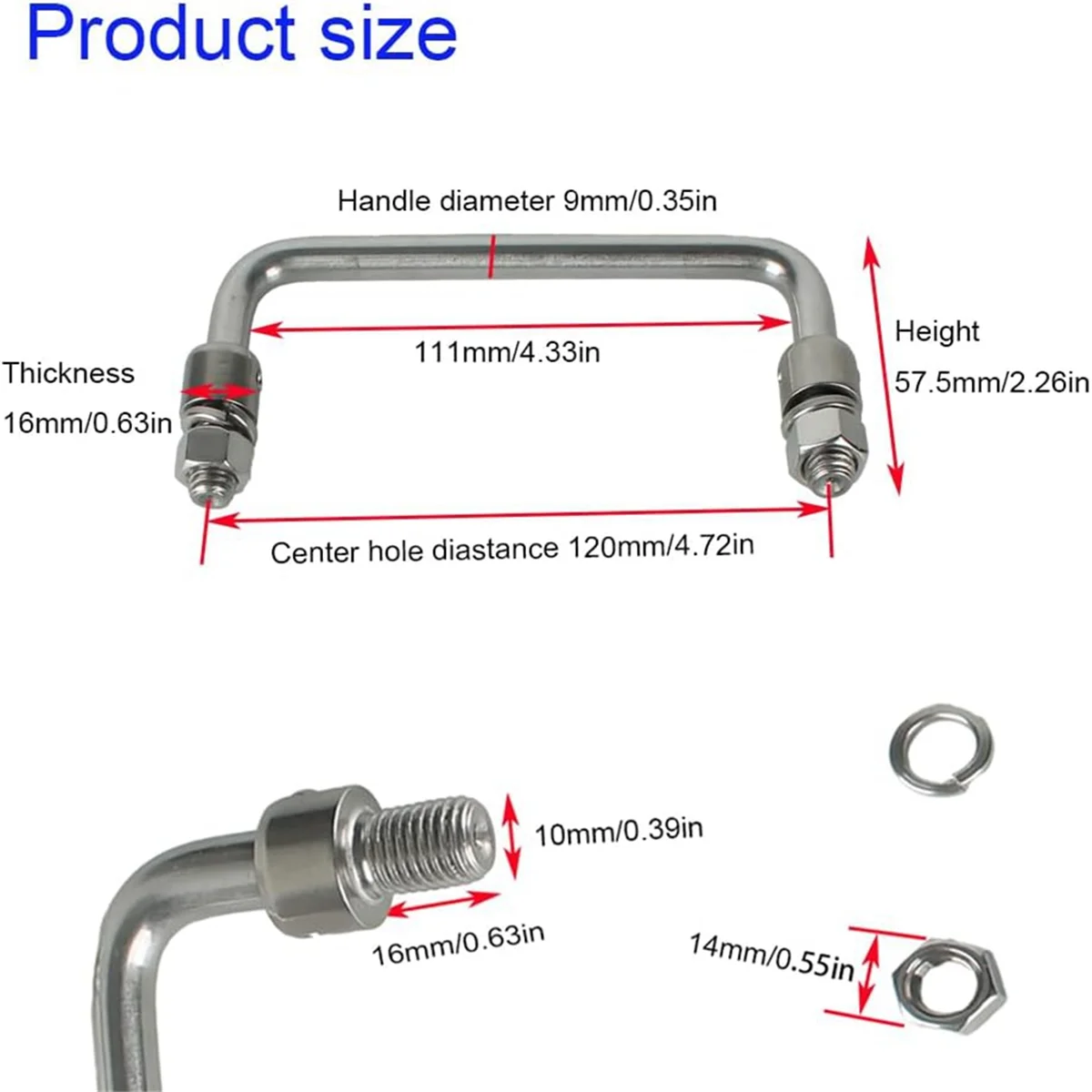 304 Stainless Steel Folding Handle 90 Degree Folding Pull Handle,Cabinet Handle Toolbox Handle,2 Pack Hole Center 4.72in