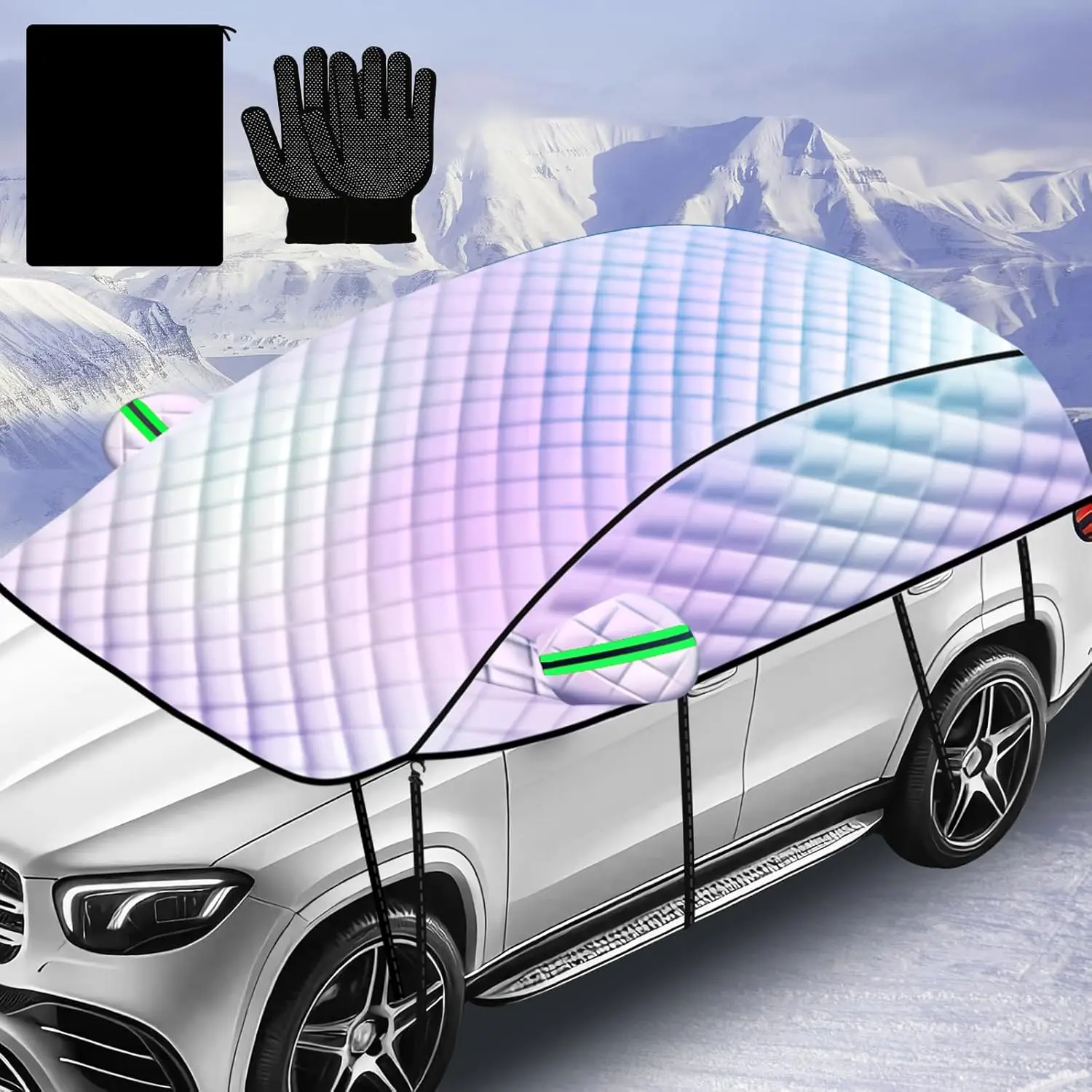 157' Auto-Abdeckungs-Sonnenschutz für Windschutzscheibe, blockiert Sonne und Schnee, schützt den Innenraum vor Hitze, ideal für SUV und Limousine