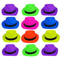 Multi Colored Fluorescent Retro Jazz Hat Purple Green Blue Pink Yellow Orange Polyester Hat Neon Birthday Party Decoration