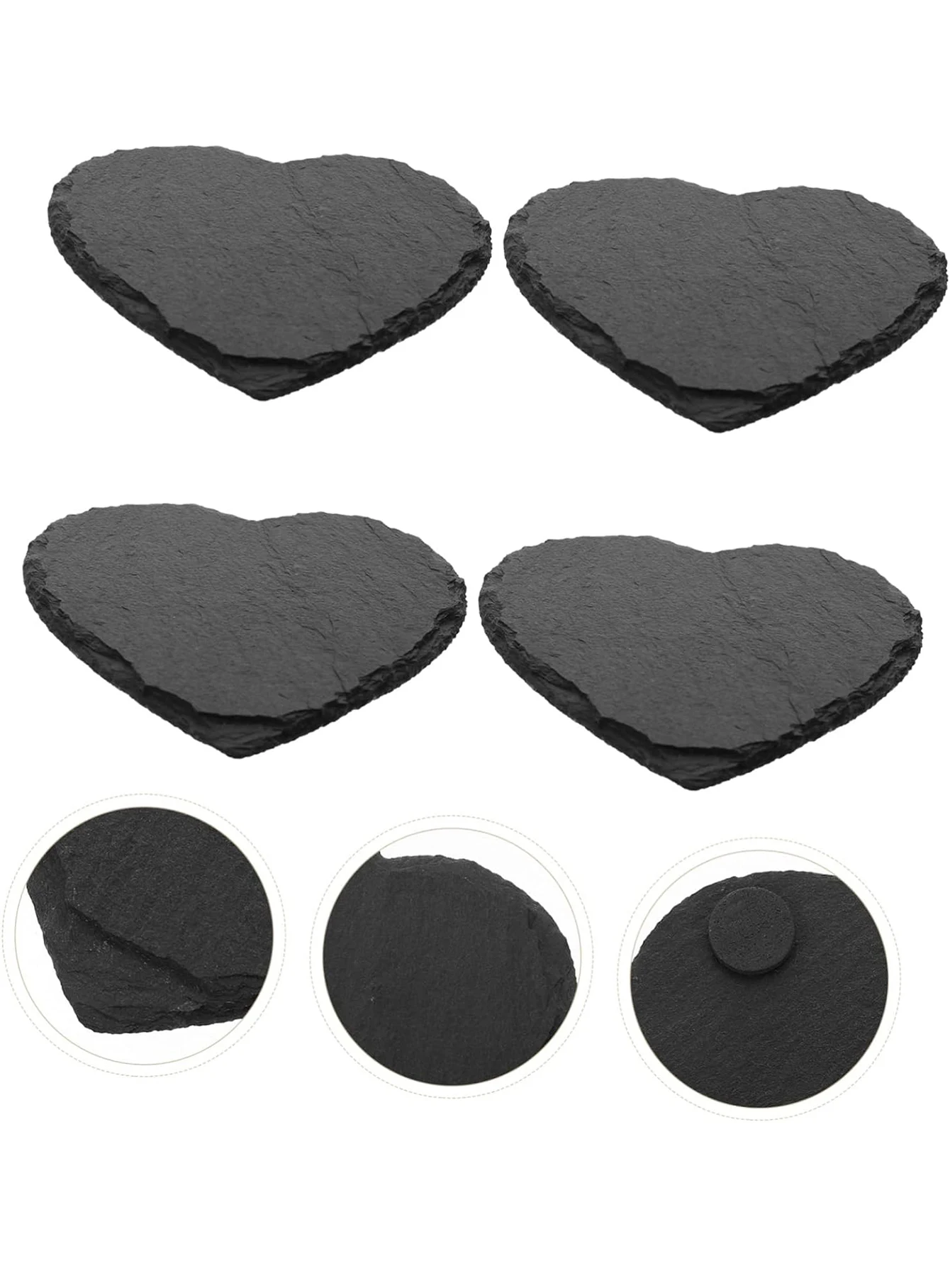 2Pcs4Pcs Natural Rock Coaster Japanese Round Slate Coaster Insulation Pad Bar Whiskey Slate Coaster Set Heart Shape Hexagonal