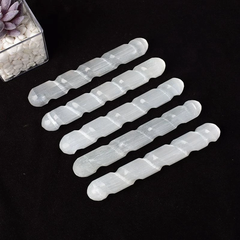 1PC Natural Selenite Polished Stick Yoga Reiki Plaster White Gypsum Stick Meditation Stone For Home Decoration Gift