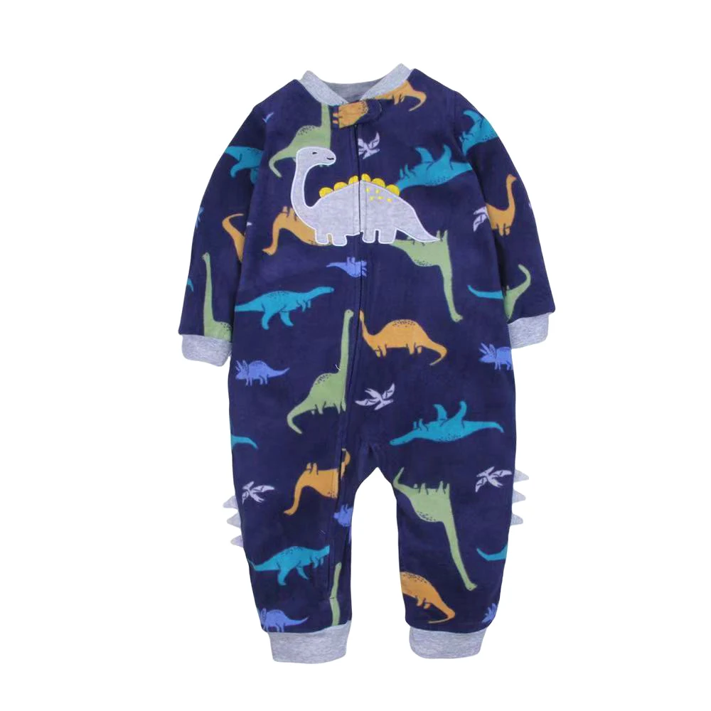 Spring Autumn Baby Boy Rompers Zipper Fleece Warm Pajamas Newborn Outfit Dinosaur Jumpsuit Infants Boy Clothing 9 -24 Months